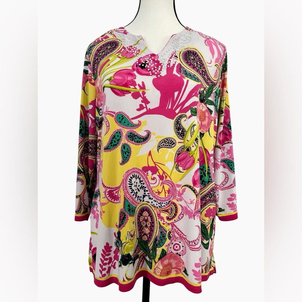 Allison Daley Floral Paisley Women's 3/4 Sleeve Tunic | PL